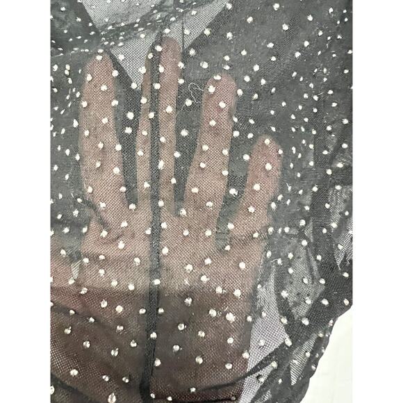 NWT Rosacha Polka Dot Sheer Crop Blouse Top & Tie Waist Flare Pants Set Black S - Picture 11 of 12